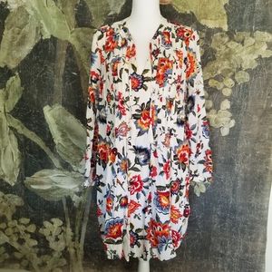 Old Navy boho floral pintuck mini babydoll dress like new!